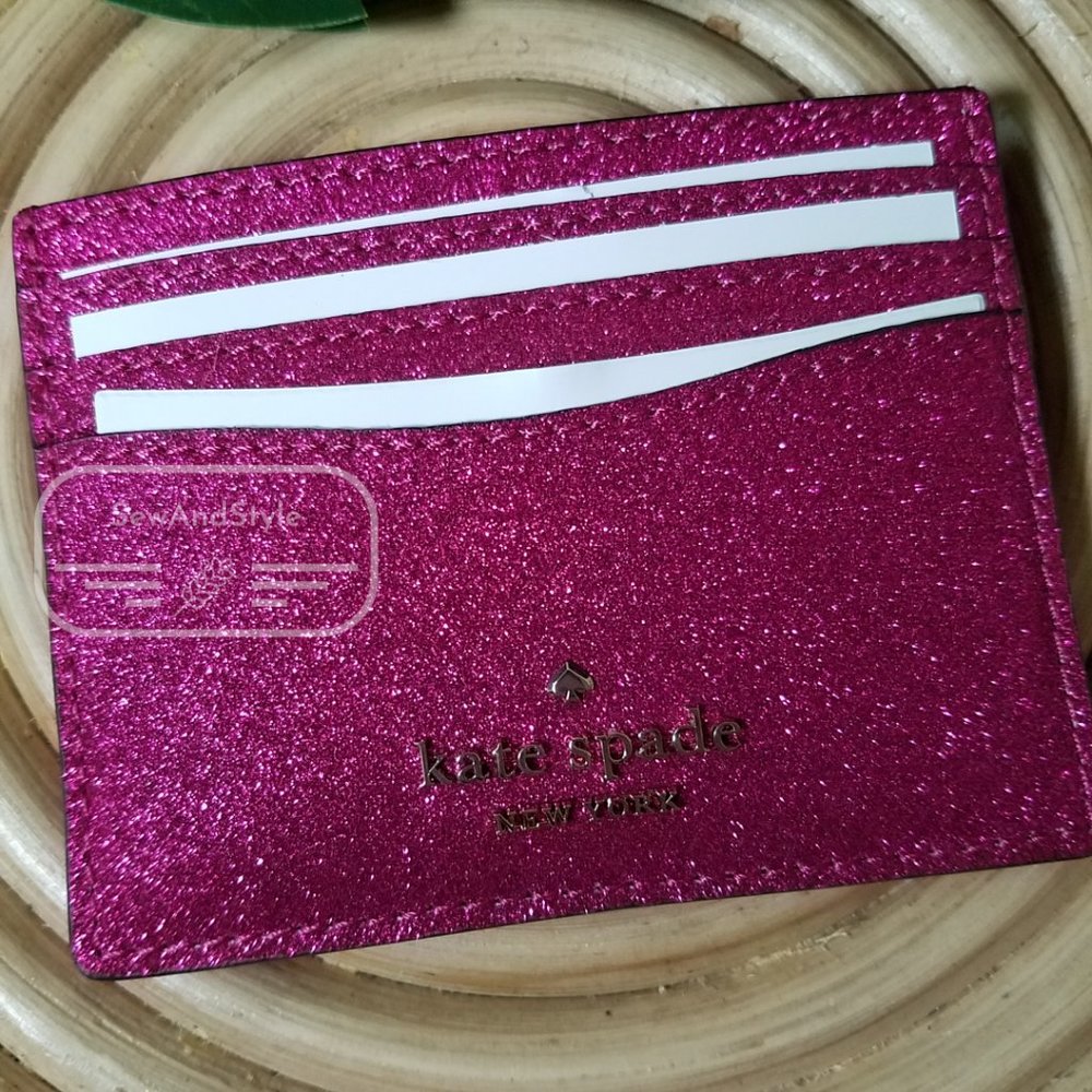 Convertible PInk Lola Glitter Card Holder Kate Spade Brand New Boxed - Picture 2 of 5